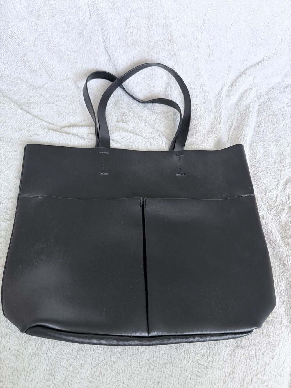 Neiman Marcus Black Structured Tote Bag with Exterior Pockets